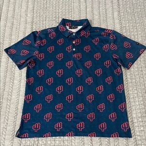 Yatta Golf Men’s Polo Navy Blue Cactus Print